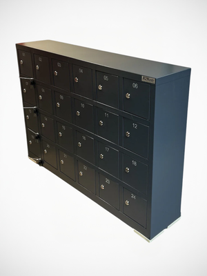 Mobiltelefonskab, 20 mobiltelefoner, nøglelås, sort