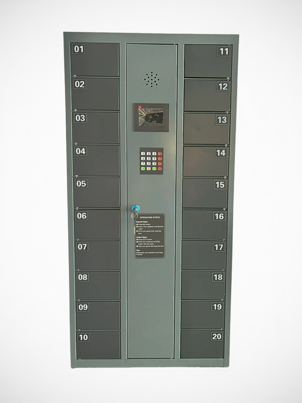 Mobiltelefonskab, 20 mobiltelefoner, nøglelås, sort