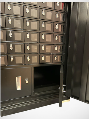 Mobiltelefonskab, 20 mobiltelefoner, nøglelås, sort