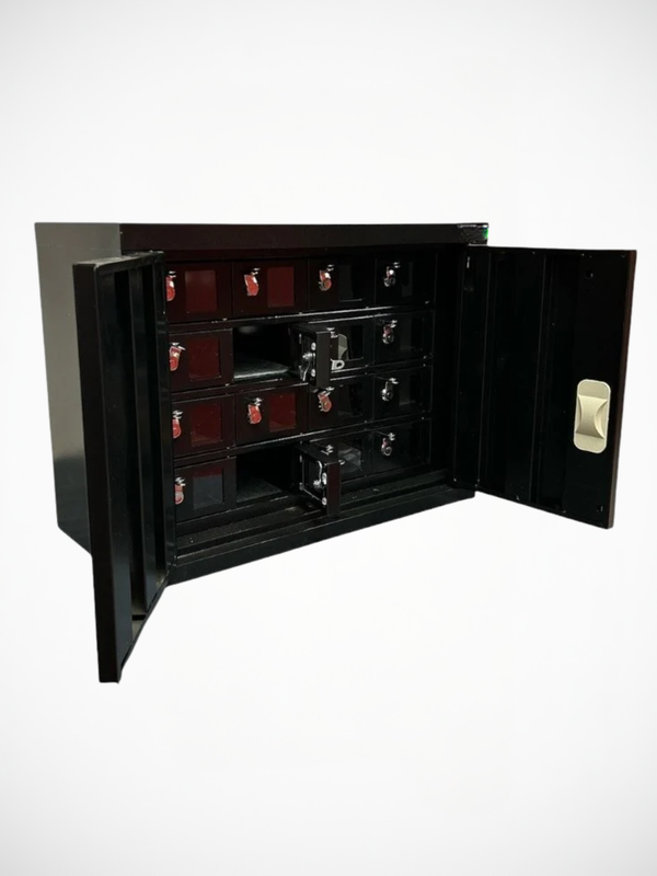 Mobiltelefonskab, 20 mobiltelefoner, nøglelås, sort